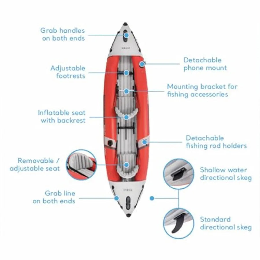 Excursion Pro K2 Inflatable Kayak Set With Paddles And Seats