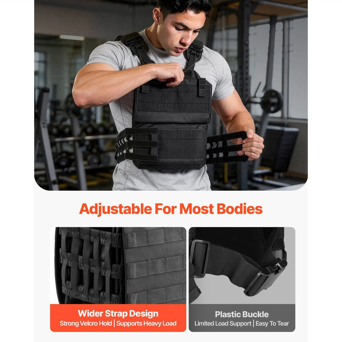 SucceBuy Adjustable Weighted Vest With Padded Shoulders For Strength Training
