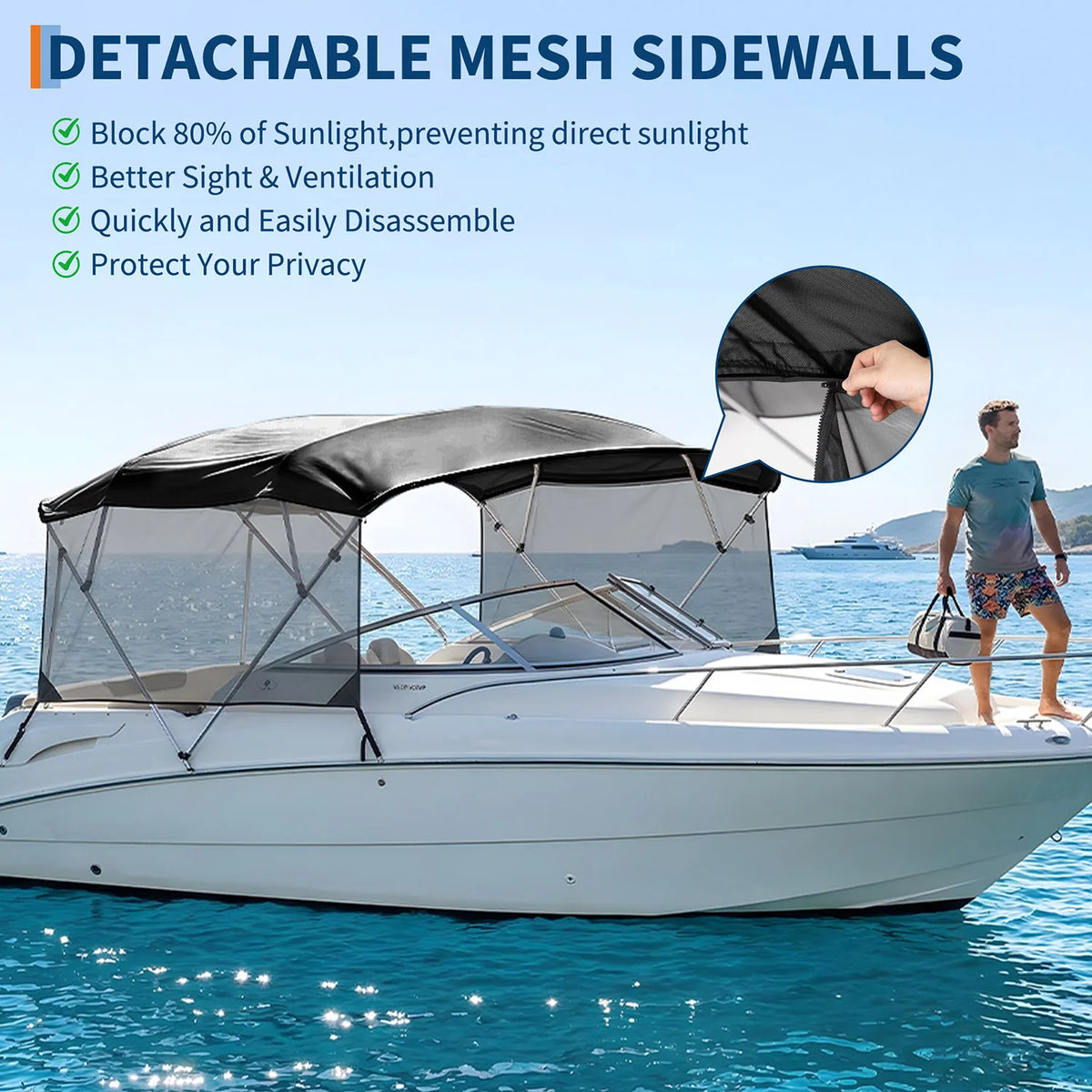 HiMISS 600D Marine Grade Replacement Canvas 4 Bow Bimini Top