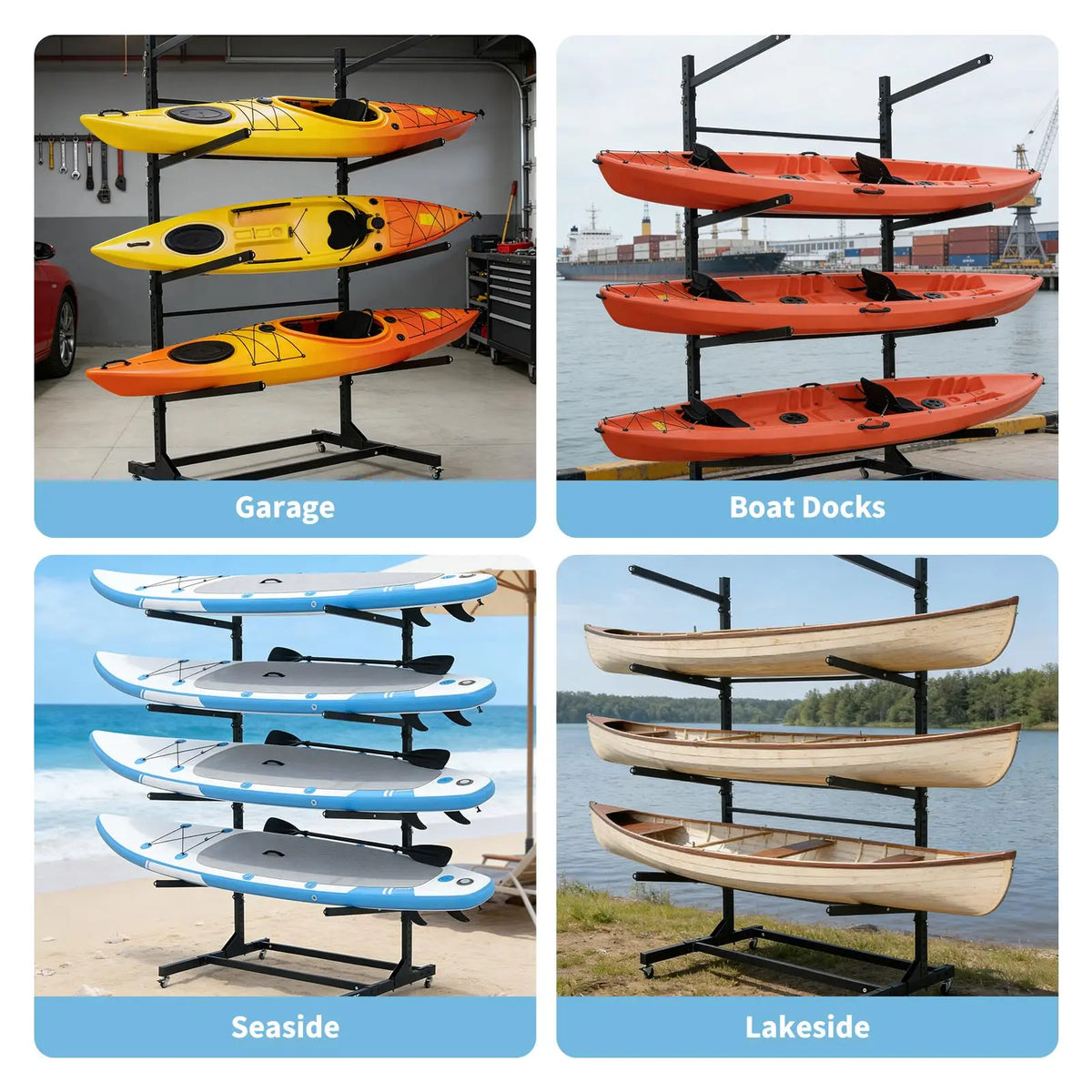 Heavy Duty Adjustable Freestanding Kayak Storage Rack