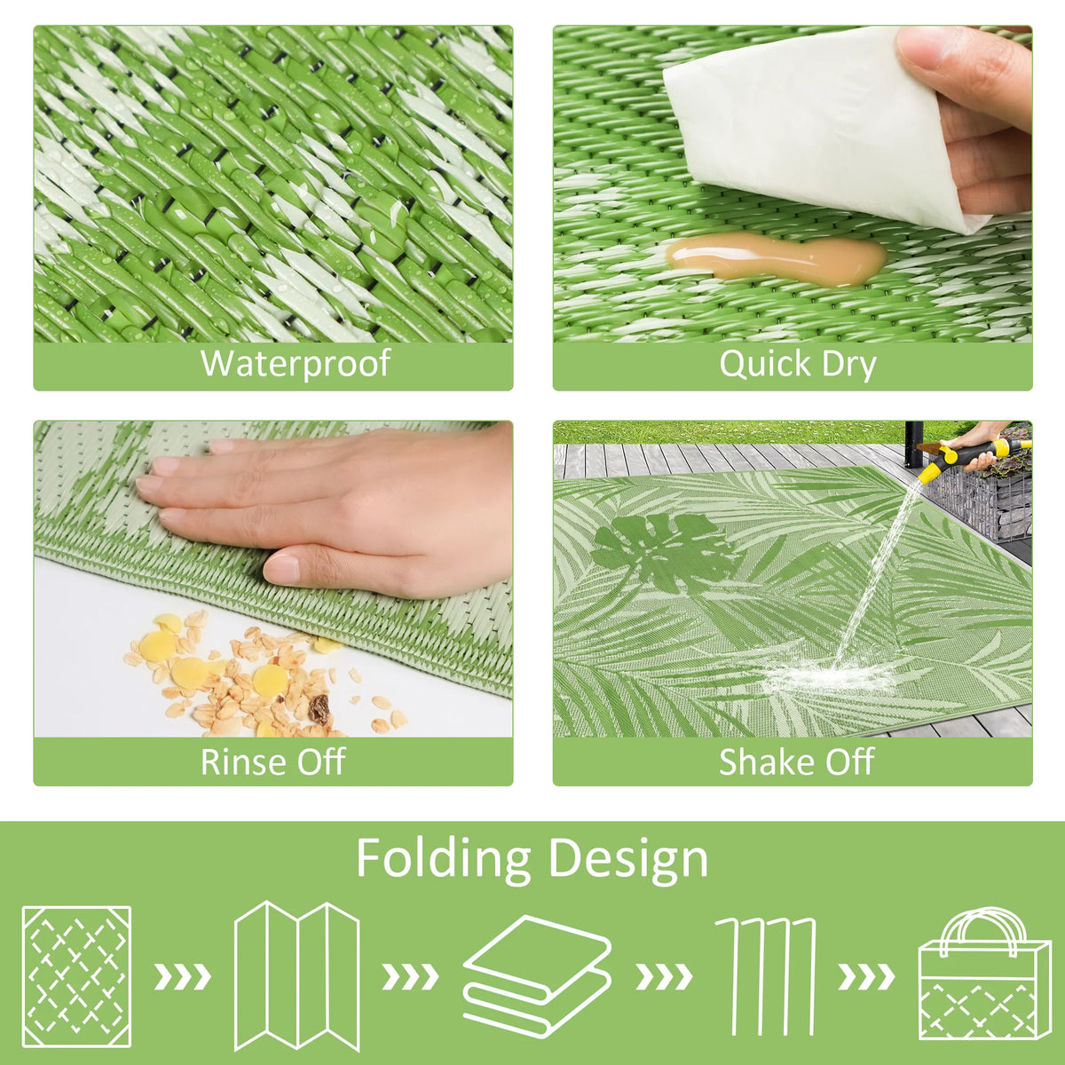 Waterproof Recycled Plastic Straw Outdoor Indoor Area Rug