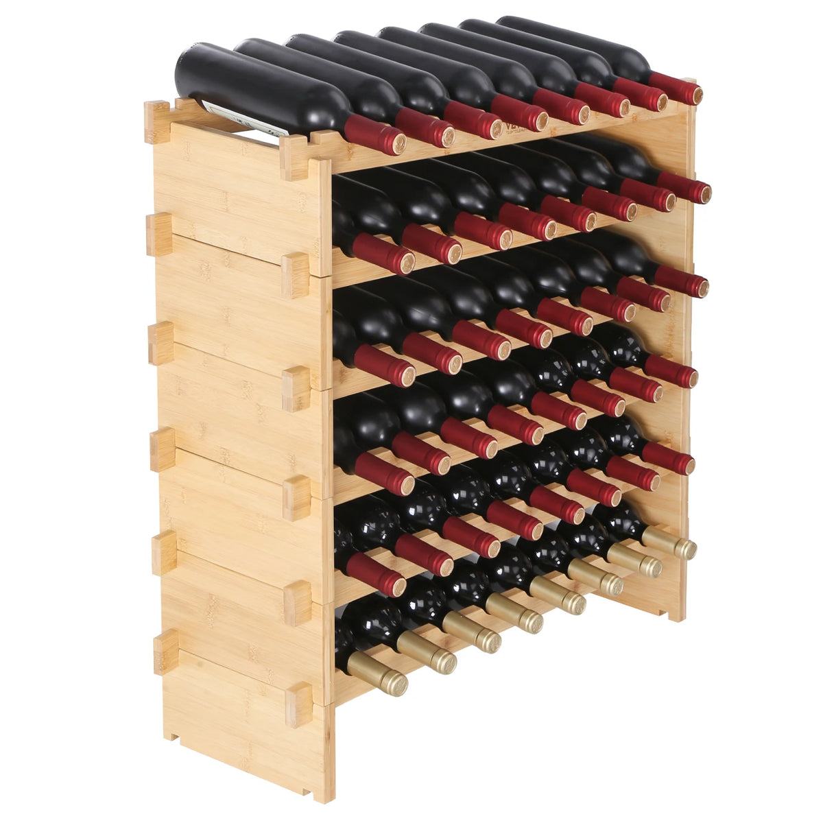 SucceBuy Stackable Modular Free Standing Bamboo Wine Rack