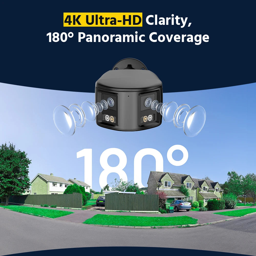 ANNKE 4K 8MP 180° Dual Lens security camera IP67 1/2 PCS Color Night Vision & Active Deterrence, Two-Way Audio black cameras for home security