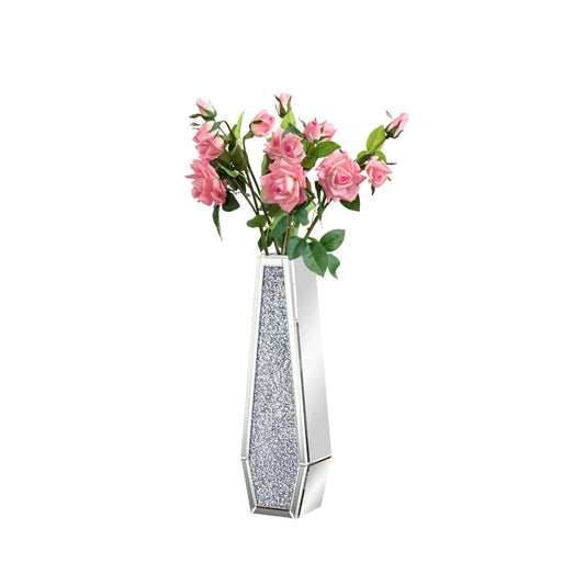 Modern Crushed Diamond Mirrored Glass Floor Flower Vase