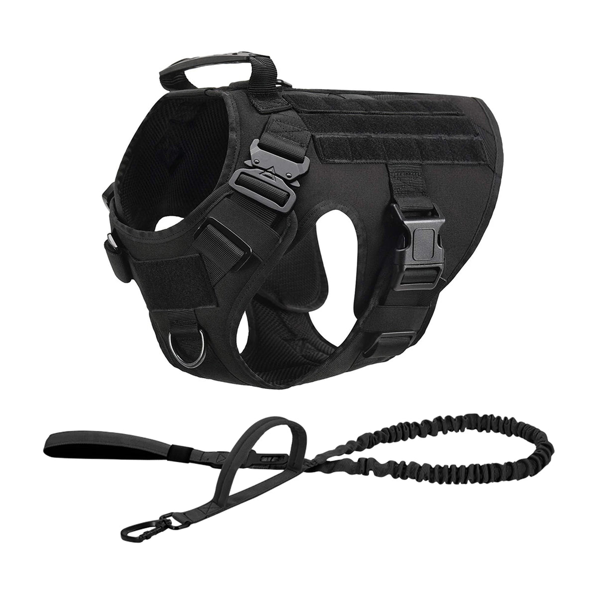 Tactical Dog Harness With Molle Pouches And Padded Nylon Vest