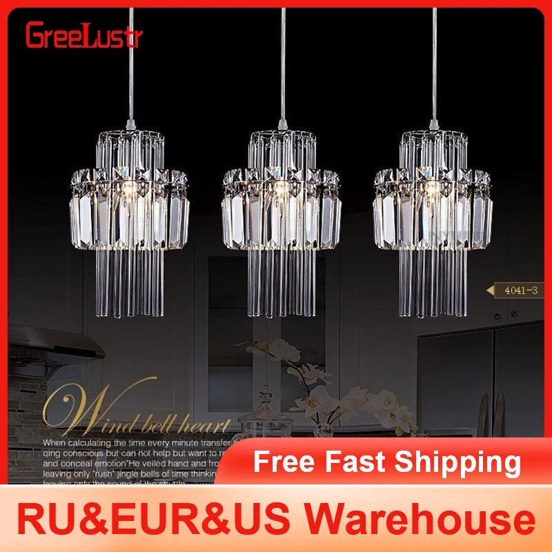 GreeLustr Modern Crystal Pendant Indoor Ceiling Lamp
