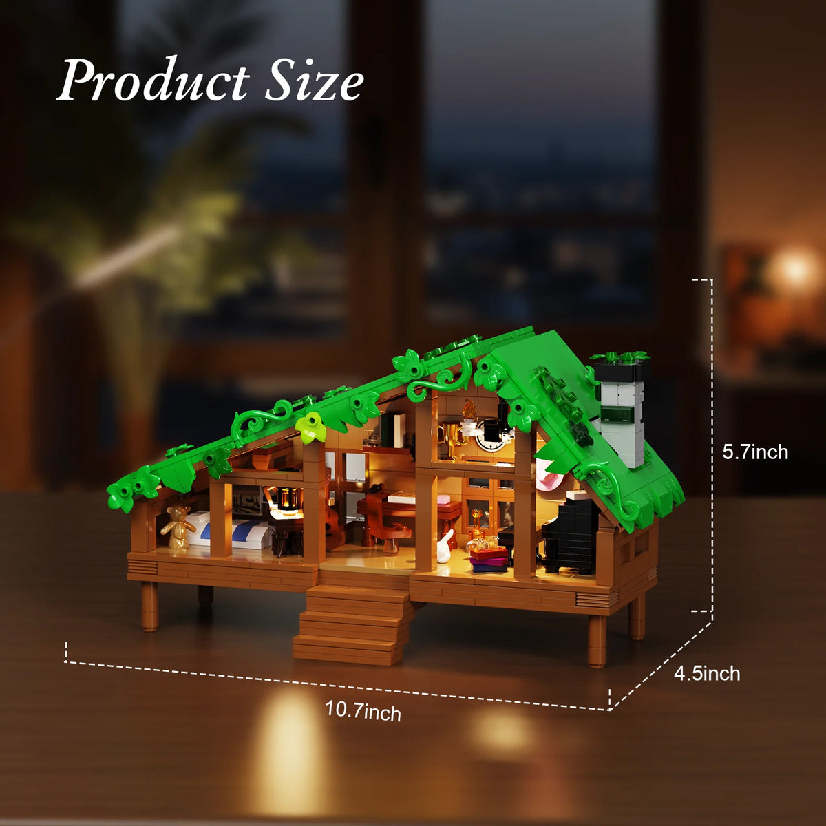Folk Cabin Forest House Building Blocks Desktop Home Decor Ornament