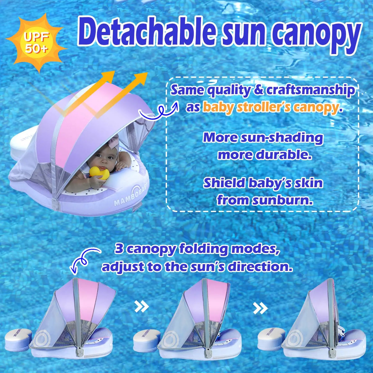 Mambobaby Safe Air-Free Core Chest Float Sunshade Canopy Baby Toddler Inf