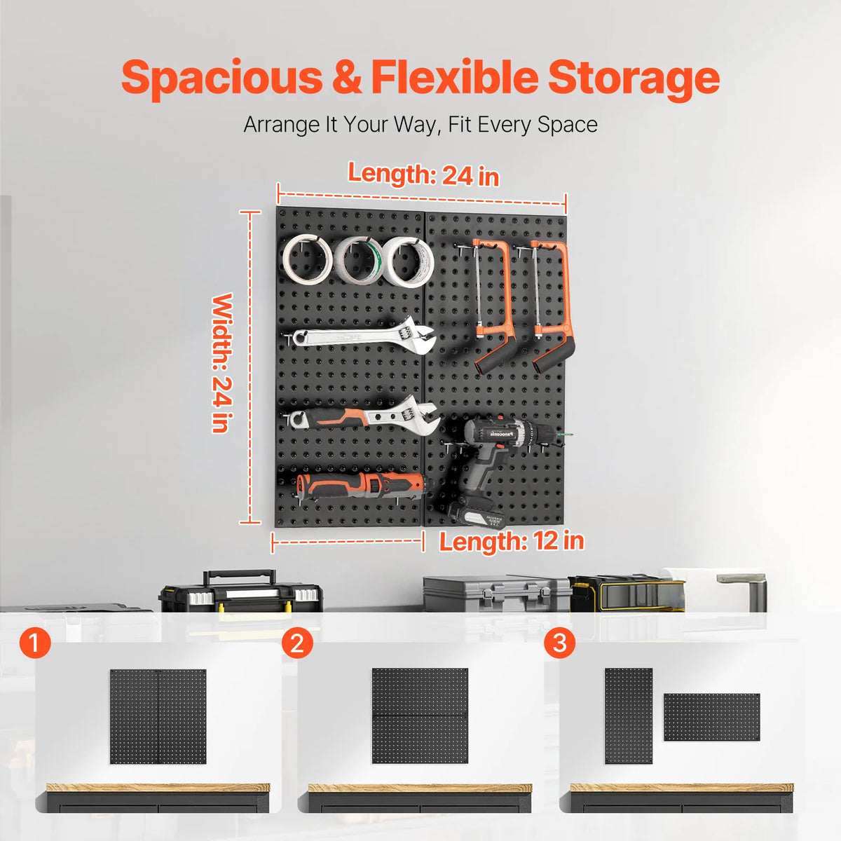 Succebuy Metal Pegboard Wall Organizer With Hooks For Garage