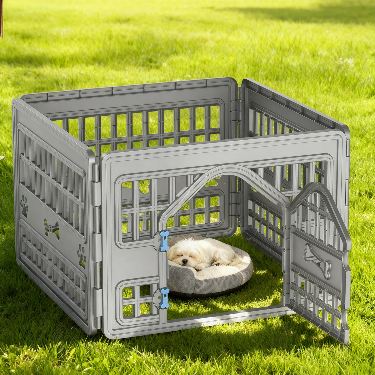 Foldable Four Panel Plastic Pet Playpen For Indoor Outdoor Dogs