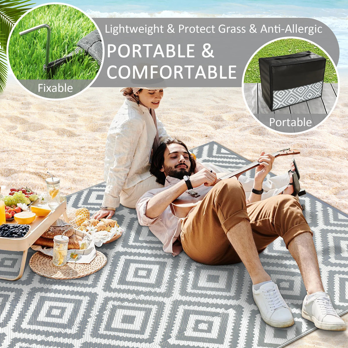 Waterproof Recycled Plastic Straw Outdoor Indoor Area Rug
