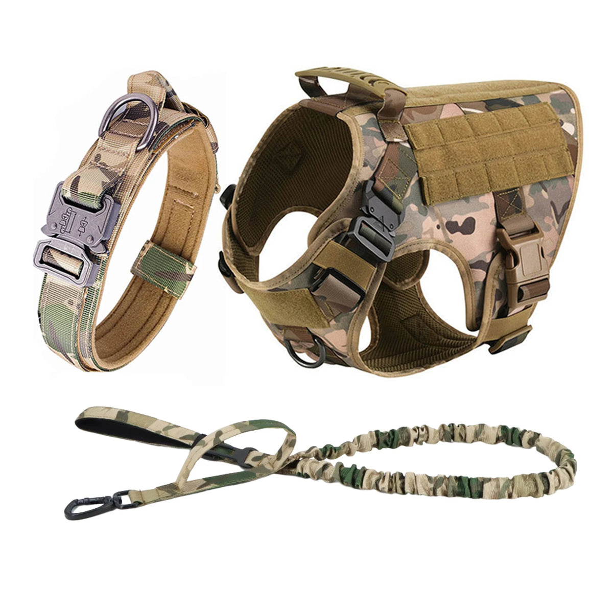 Tactical Dog Harness With Molle Pouches And Padded Nylon Vest