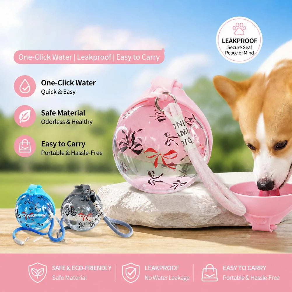 Compact Portable Dog Water Bottle With Foldable Silicone Bowl