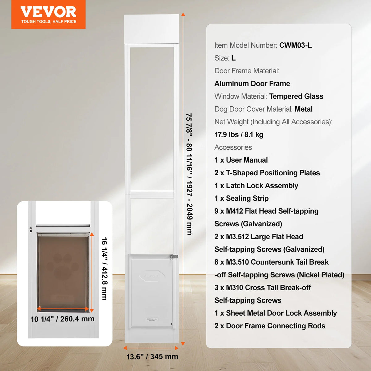 Succebuy Premium Adjustable Dog Door For Sliding Glass