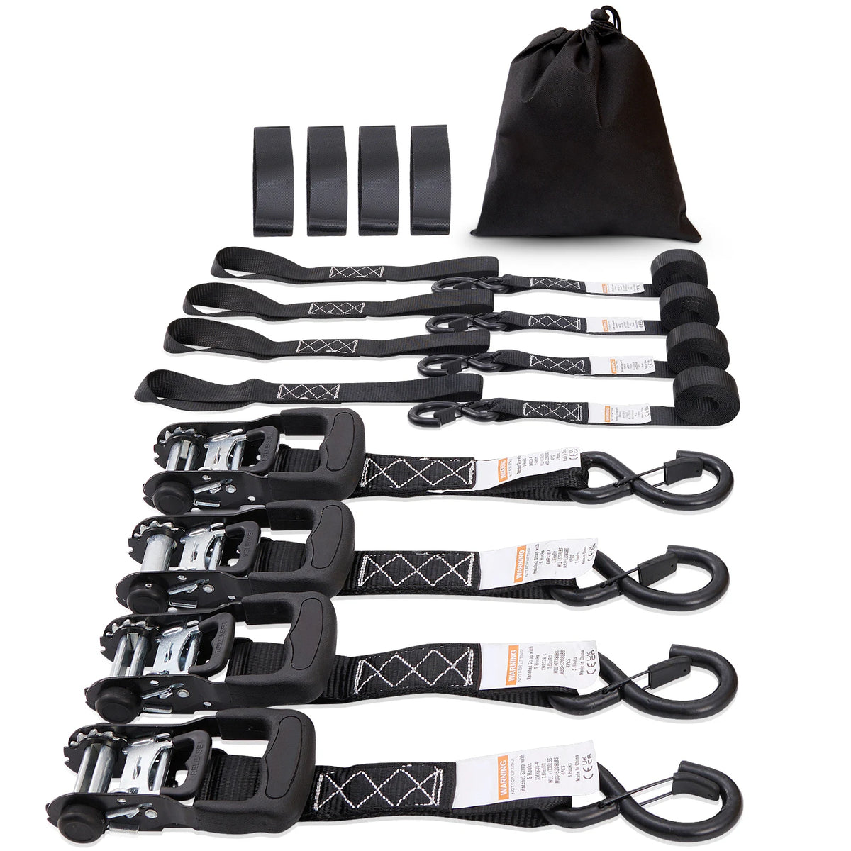 SucceBuy Ratchet Cargo Tie Down Straps With Padded Handles