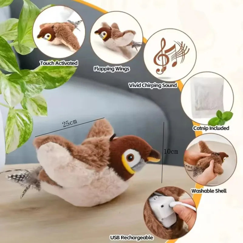 Premium Interactive Simulated Bird Cat Toy Touch Activated
