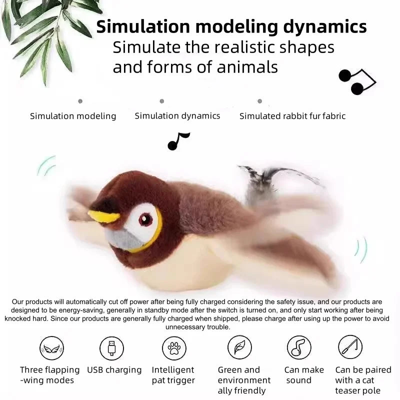 Premium Interactive Simulated Bird Cat Toy Touch Activated