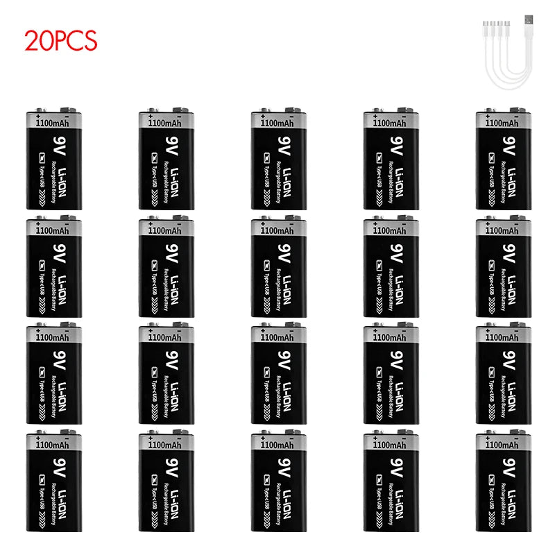 Kuugro 9V Rechargeable Battery 1100mAh Type C For RC Toys