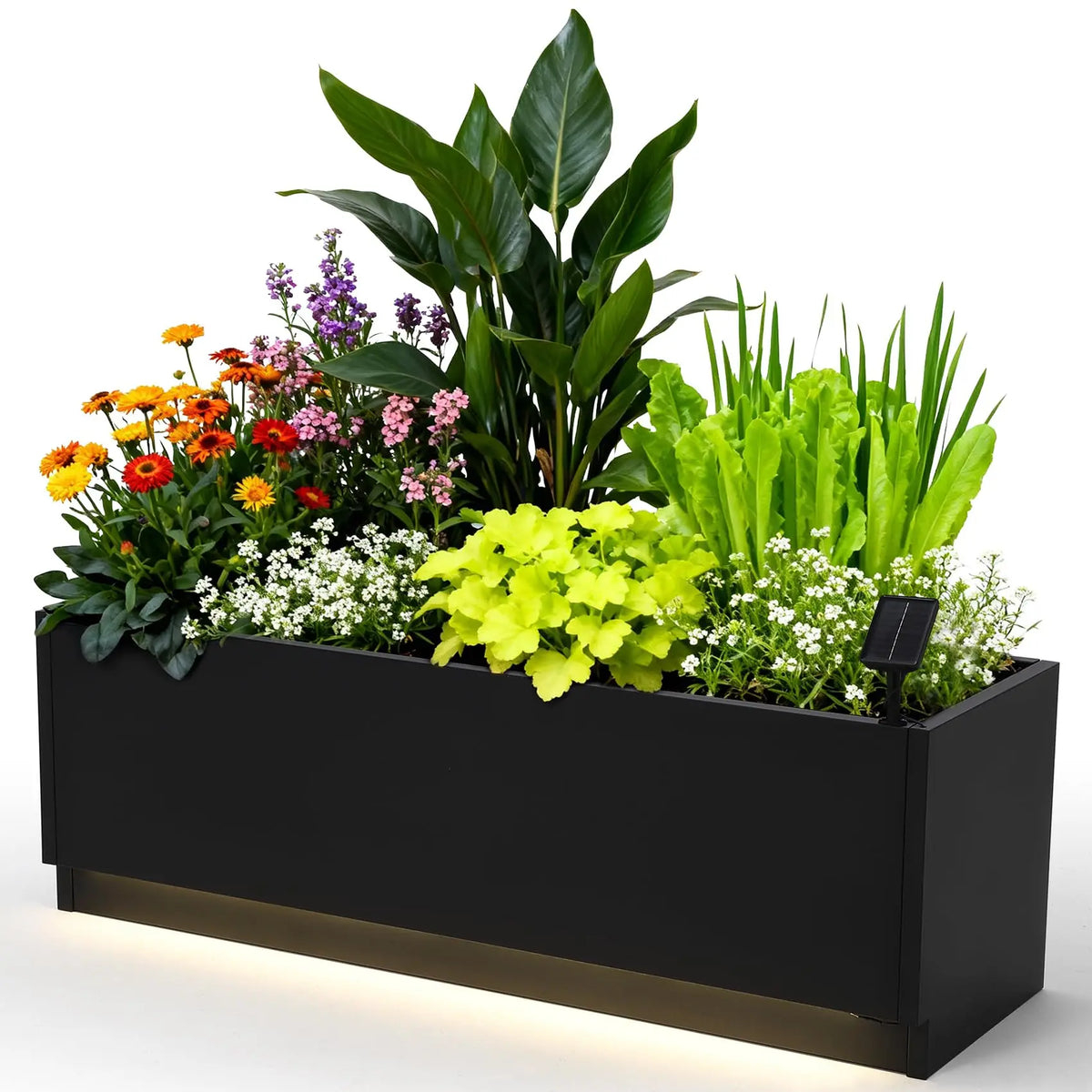 HiMISS LED Metal Planter Box With Light Strip And Drainage