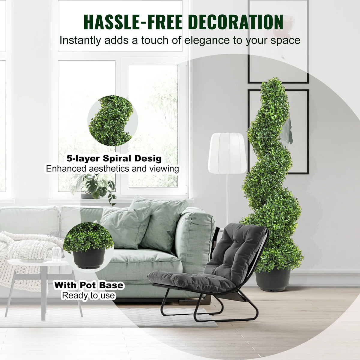 Artificial Boxwood Spiral Tower Topiary Garden Outdoor Decorative Plant
