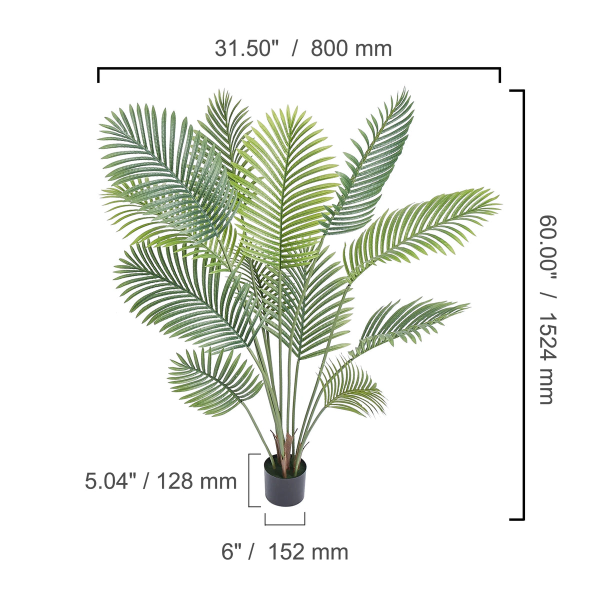 Elegant Artificial Palm Tree With Stable Base And Faux Greenery