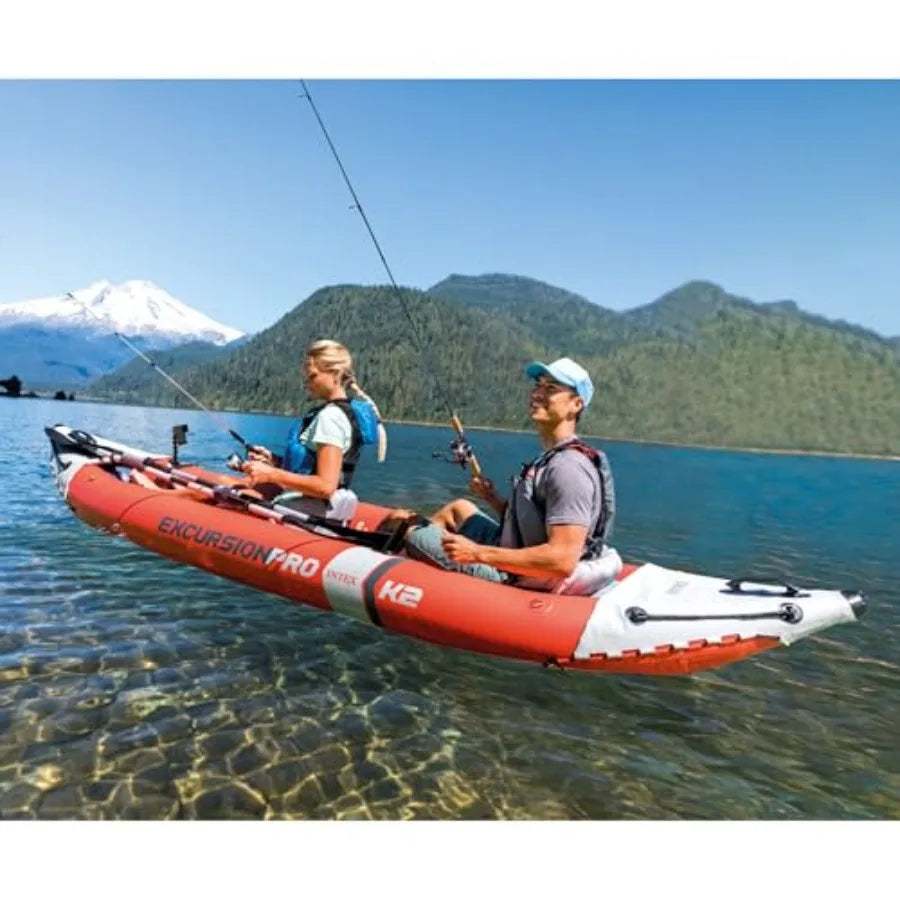 Excursion Pro K2 Inflatable Kayak Set With Paddles And Seats