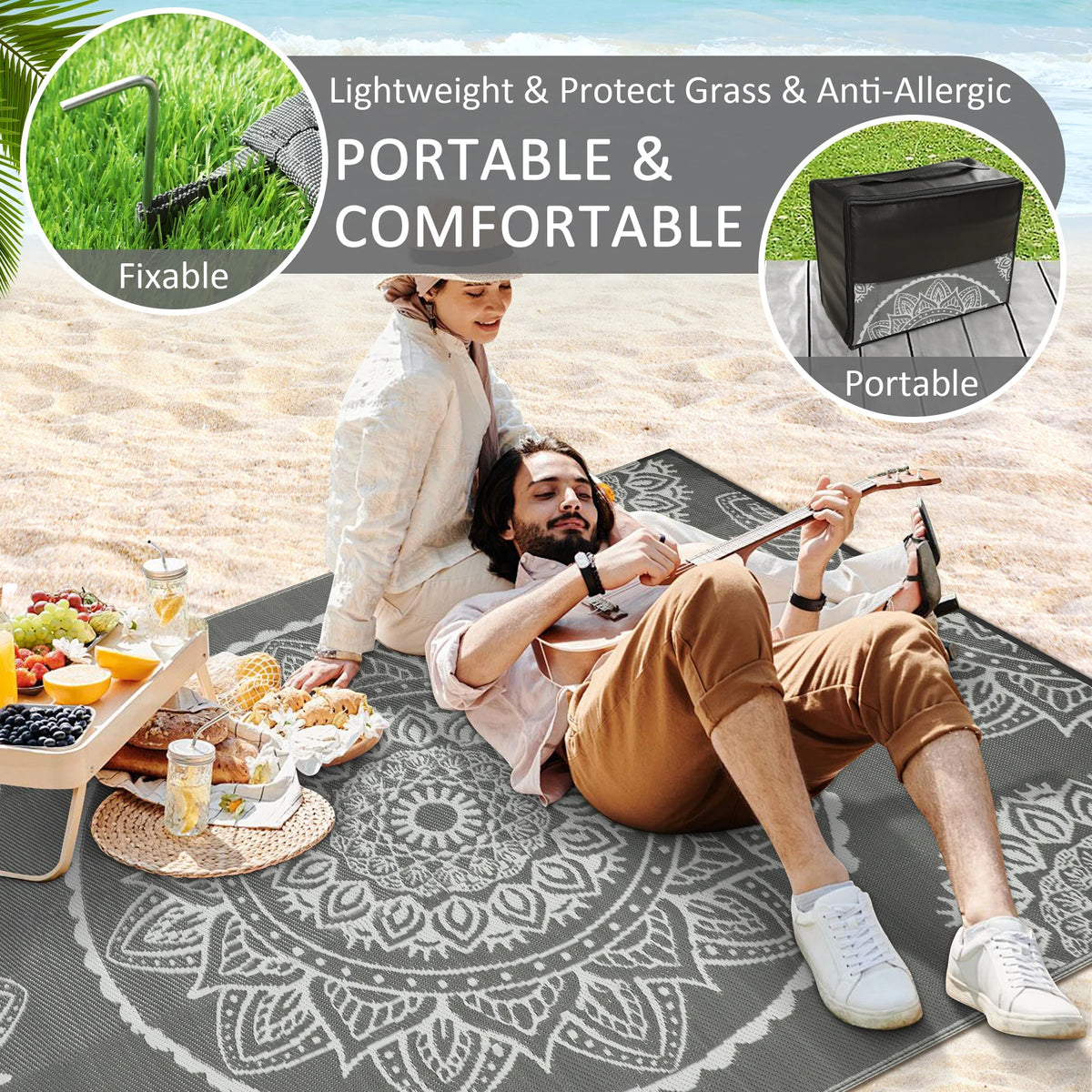 Waterproof Recycled Plastic Straw Outdoor Indoor Area Rug