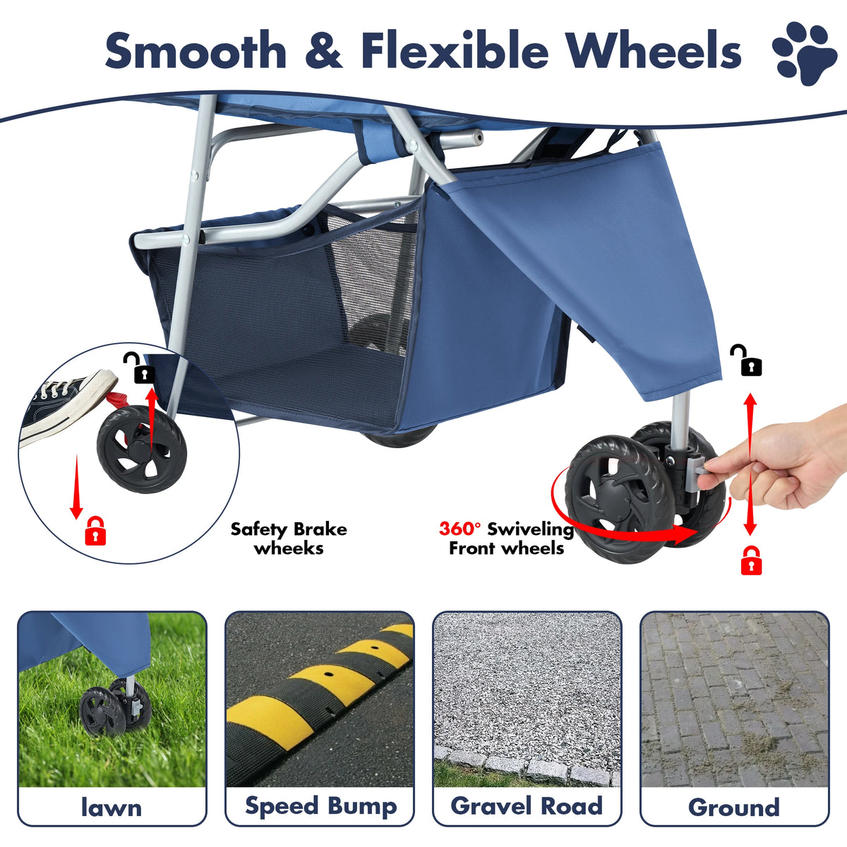 Premium Foldable Pet Stroller With Smooth Ride For Small Pets