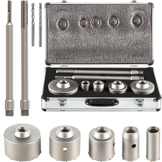 SucceBuy 4 in 1 Concrete Hole Saw Kit 8/9PCS 30-100/40-125 mm SDS Plus or SDS Max Shank Cement Drill Bit Hole Opener Tools Set