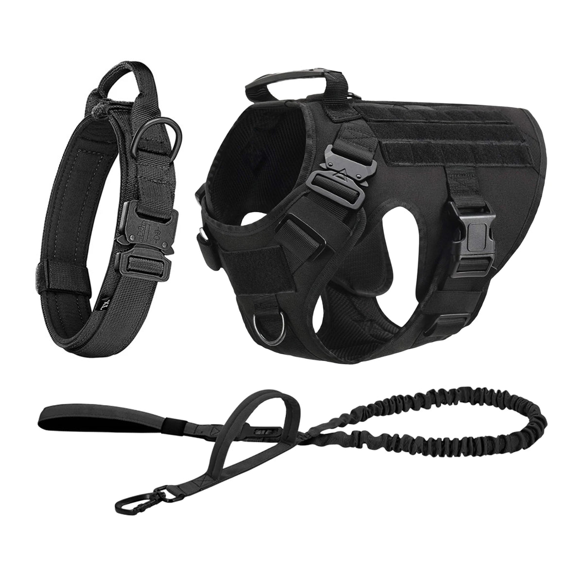 Tactical Dog Harness With Molle Pouches And Padded Nylon Vest