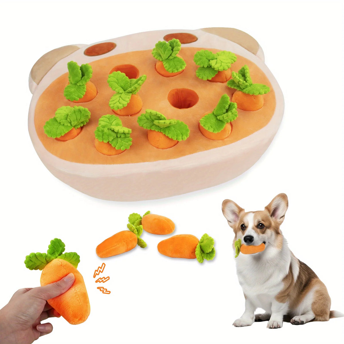 Ultimate Interactive Plush Dog Toy With Squeaky Carrots For Small Dogs