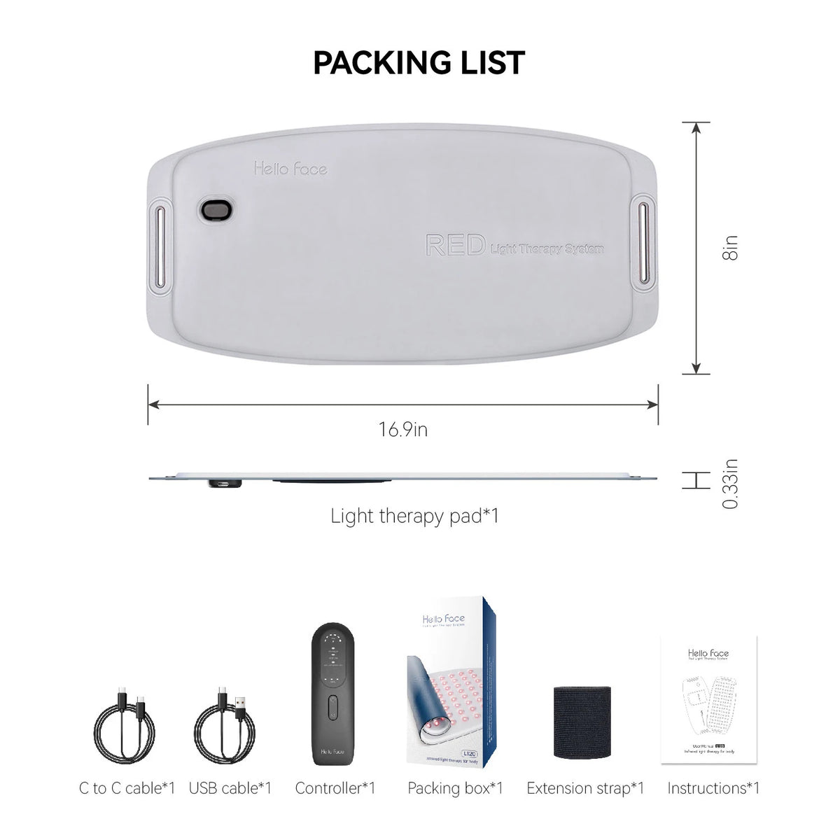 Hello Face Waterproof Red Led Light Therapy Belt For Pain Relief