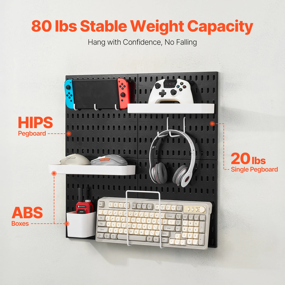 SucceBuy Plastic Pegboard Wall Panels Home Organization Storage Kit