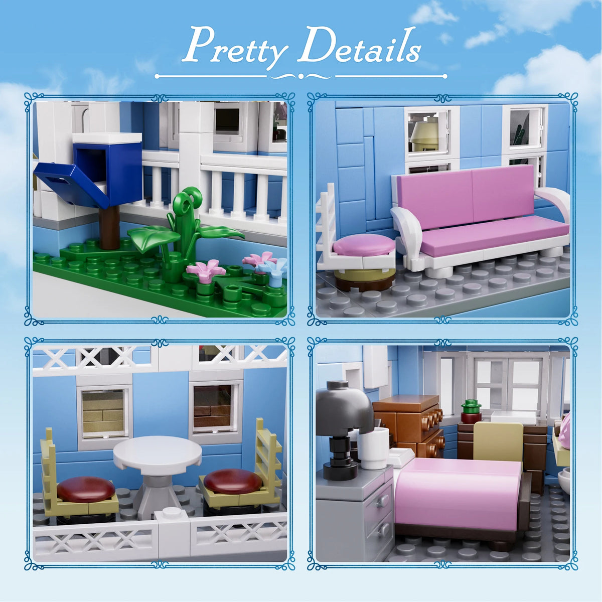 Modern Palace House Building Blocks Desktop Architecture Ornament