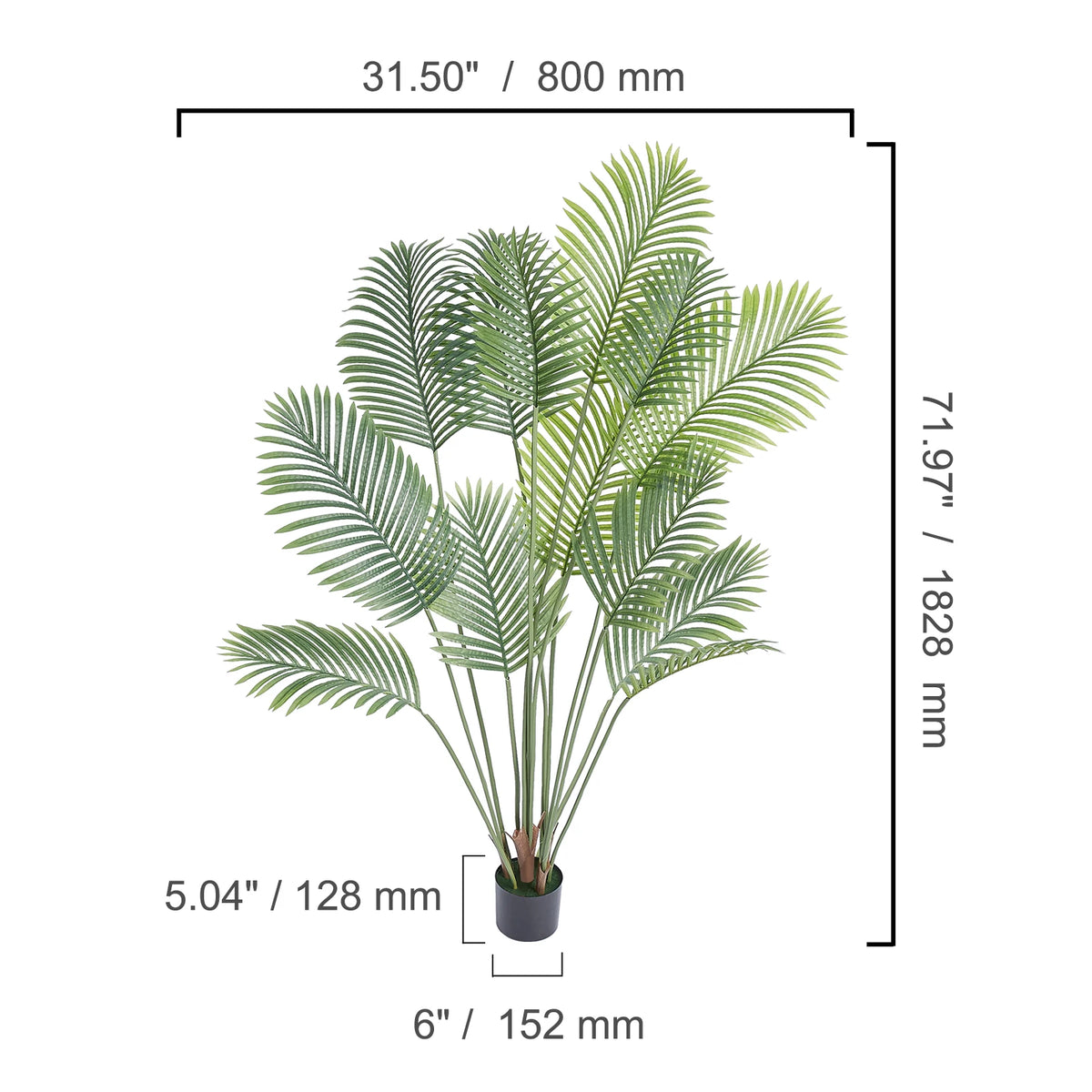 Elegant Artificial Palm Tree With Stable Base And Faux Greenery