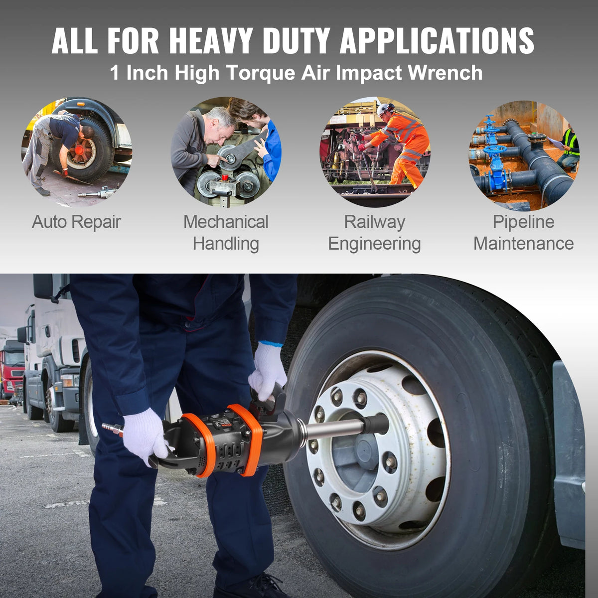 SucceBuy Air Impact Wrench Up to 5175 ft-lbs Beast Reverse Torque Output Pneumatic Impact Gun Anvil for  Repairs and Maintenance