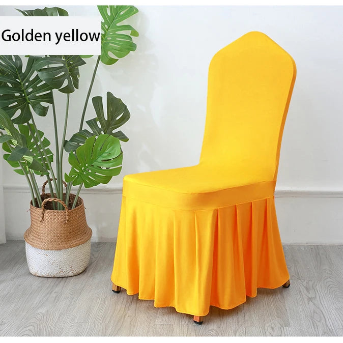 50/100pcs White Chair Cover Pleated skirt Spandex Seat Protector Covers for Hotel Banquet Party Events Wedding Decoration
